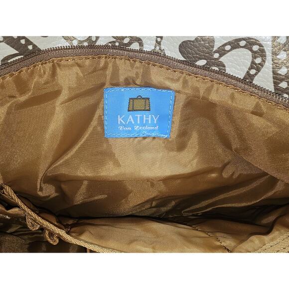 Kathy Van Zeeland Y2K Carry On Crown Duffel Bag Suitcase Vintage Gold/Cream - Picture 8 of 16